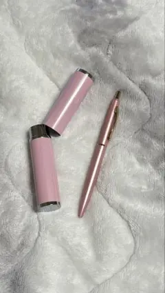 ピンク ボールペン 金属製 キャップ付き