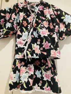 花柄浴衣ドレスセット（黒）　120