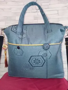 着物リメイク(大島紬)トートバッグ＆ショルダーバッグ