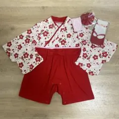 お宮参り・初節句ロンパースセット女の子70-80cm（6-12ヶ月）美品