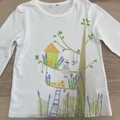 【KP】ケーピー mimiちゃん刺繍 長袖カットソー 120 ホワイト