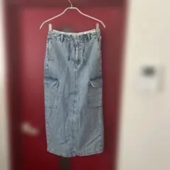 GUデニム タイトスカート 後スリット