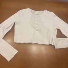 W.W.G ホワイト クロップドTシャツ F フリー 長袖