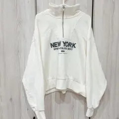 美品✨NEW YORK ハーフジップ スウェット ホワイト　トレーナー