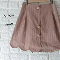 300円〜★ARROW アロー スカラップ裾 ストライプ ミニスカート Mのサムネイル