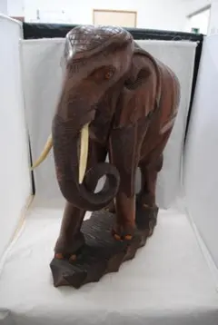 [1914]木製　彫刻　象の置物　アンティーク　インテリア　コレクション　縁起物