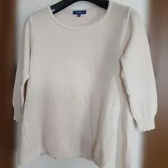 ロートレ・アモン　bleu foncé アイボリー 五分袖ニット 38，お買得！