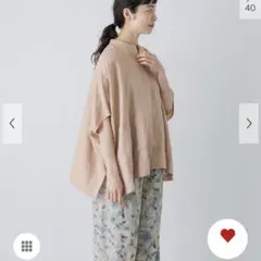 美品 かぐれ リネン スクエアケープシャツ ラベンダー kagure 麻100