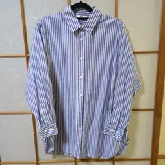 UNIQLO 長袖シャツ S 青と白ストライプ レディース