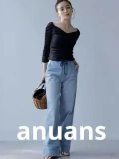 anuans コルセットワイドデニムパンツ （INDIGO） Mサイズ 2025年最新
