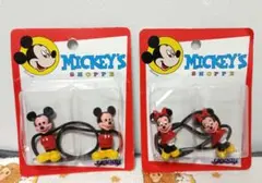 平成レトロ　ミッキーマウス、ミニーマウス　ヘアゴム　2セット 新品未開封品
