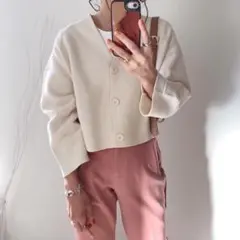 Uniqlo U ミラノリブ Vネックカーディガン長袖 アイボリー Mサイズ
