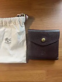 IL BISONTE 二つ折り財布 ダークブラウン 保存袋付き
