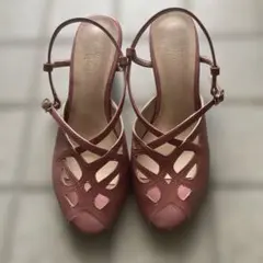 ピンク オープントゥ サンダル ヒールのサムネイル