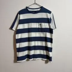 90s GOODENOUGH ヘンリーネック 青×白 ボーダー Tシャツ M - メルカリ