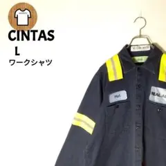 CINTAS ワークシャツ L ワッペン 2ポケット 作業着 海外古着 A981のサムネイル