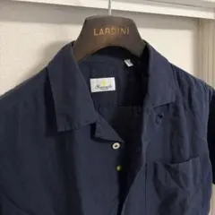 良品】Giannetto ホリゾンタルカラーシアサッカーシャツ ネイビー 42