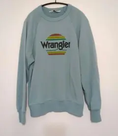 古着Wrangler 水色 ロゴ入り トレーナー　Мサイズ