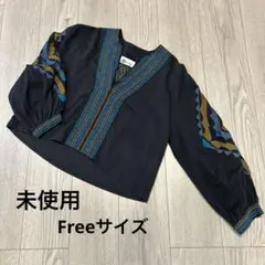 【未使用】マライカ 刺繍ブラウス Free ブラック