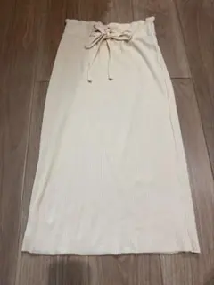 wcloset ダブルクローゼット　クリーム色リブ編みタイトスカート