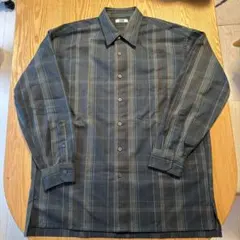 UNIQLO U チェック長袖シャツ ダークグリーン L