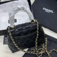 VIP顧客chanel ブラックレザーショルダーバッグefg