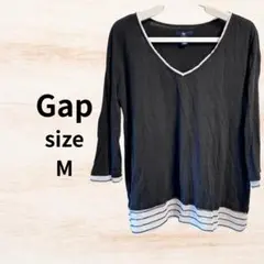 【訳あり】Gap Vネック Tシャツ Mサイズ　ブラック　ゆったり