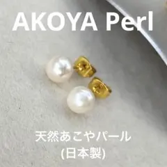 あこや真珠ホワイトパール スタッドピアス ゴールド金具