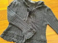 コムサイズム　 カーディガン 130 黒 ニット 透かし編み