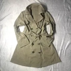 軽量トレンチコート L カーキ ベルト付 春秋　古着