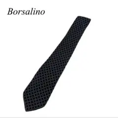 Borsalino メンズネクタイネイビー ダイヤモンドパターン シルク100%