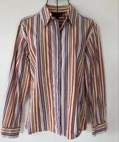 レナウンensuite ストライプ 長袖シャツ レディース　コットン100%