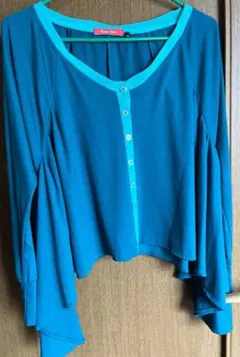 Rose Bud ターコイズ フレア袖カーディガン M