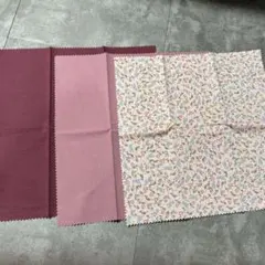 花柄 人形服用布 手帳 布 端布 生地 ハンドメイド 3枚セット　ピンク　赤