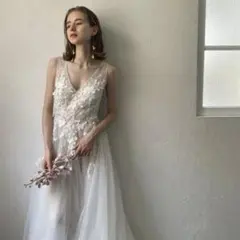 ドレスプロダクションフラワーレース Vネック ノースリーブドレス