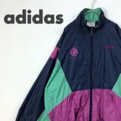 2977 アディダスオリジナルス　ジャージ　ジャケット　刺繍　ロゴ　ゆるだぼ　紺