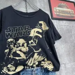 US古着/SM スターウォーズ ダースベイダー ヨーダ 半袖Tシャツ 映画 黒