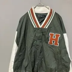 チップクリップ　スタジャン(M)カーキバック刺繍　胸ワンポイント　ジャンパー