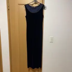 ネイビー ベルベット パーティードレス