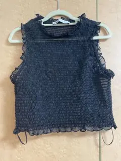 ZARA ブラック ノースリーブ シャーリング