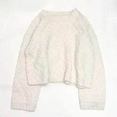 【美品】MACPHEE 2023AW ウール100%ケーブルニット ホワイト