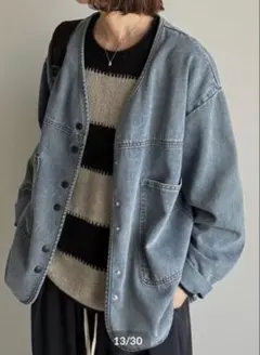 arulle v-collar denim jacketのサムネイル