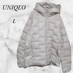 ユニクロ　パフテックパーカー　中綿ジャケット　フード付き　L　アイボリー