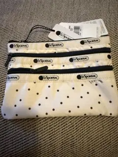 【新品レア】LeSportsac 3-Zip Cosmetic ポーチ ドット柄