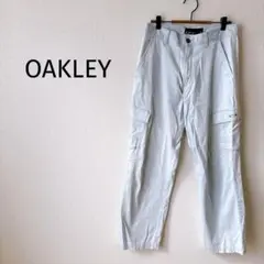【オークリー】カーゴパンツ ワーク 33 水色 伸縮性 メンズ 綿混み