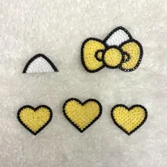 うちわデコ デコパーツ 猫耳【黄色】　ハート