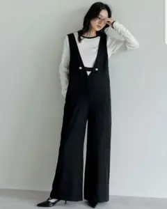 Re:EDIT/微起毛ツイルゴールドボタン付きサロペット