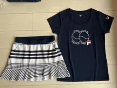 FILAフィラ＊白紺ボーダースコートと紺のトップス上下セット