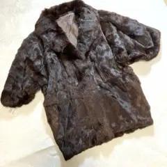 【美品】ラビットファーコート 着物用 和装 毛皮 リアルファー ブラウン