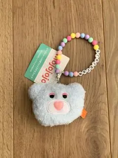 mojojojo ビーズチェーン付きフェイスマスコット3 水色　クマ